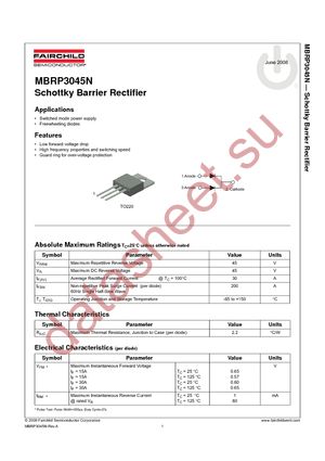 MBRP3045NTU datasheet  